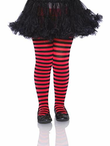 Leg Avenue Girls Girl Stripe Tights Hosiery, Black/Red, Large US
