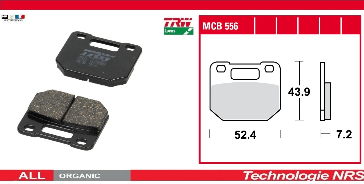 Plaquettes TRW MCB556 frein avant sans sifflement pour moto ancienne Suzuki RG 80