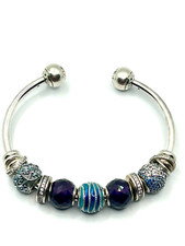Bracciale Pandora argento 925 aperto charms oceano blu-viola