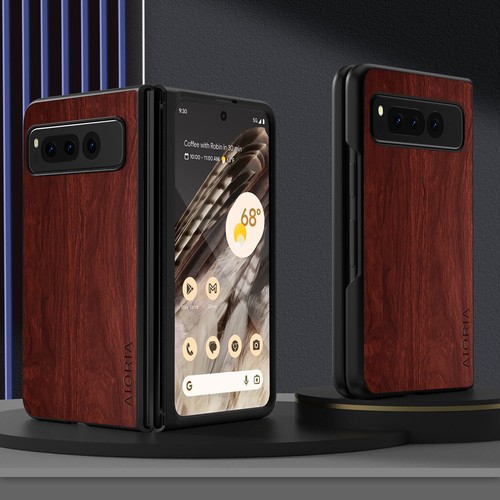 For Google Pixel Fold, Luxury Business Retro Leather Wooden Pattern Case Cover - Picture 8 of 9