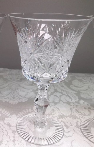 ABP American Brilliant Period Cut Glass Claret Wine Glass Star Fan Zip Stem - 6 - Picture 6 of 17