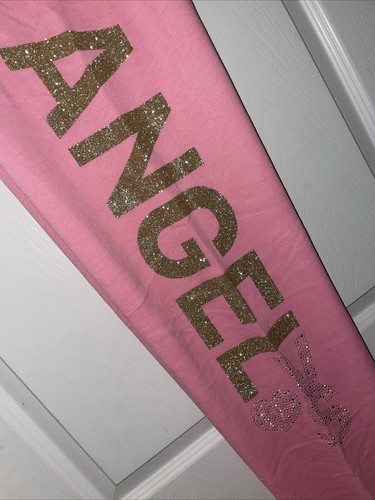 Victorias Secret S ANGEL BLING PINK Sweatpants Boyfriend Pants WIDE Baggy Lounge - Picture 6 of 18