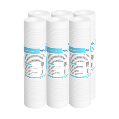 6 Pack 0.5/1/5 Micron 10''x2.5'' Grooved Sediment Water Filter RO Replacement NSF