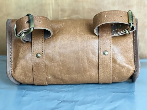 Genuine Goat Leather Vintage Motorcycle 2 Strap Buckle Closure Tool Roll Bag - Picture 4 of 6