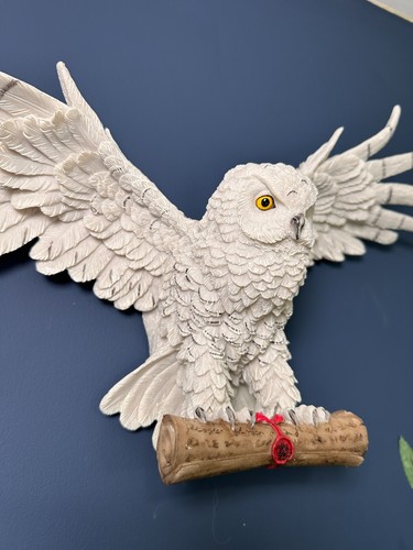 Escultura artística detallada blanca mágica pared búho pájaro adorno | regalo de resina | - Imagen 4 de 7