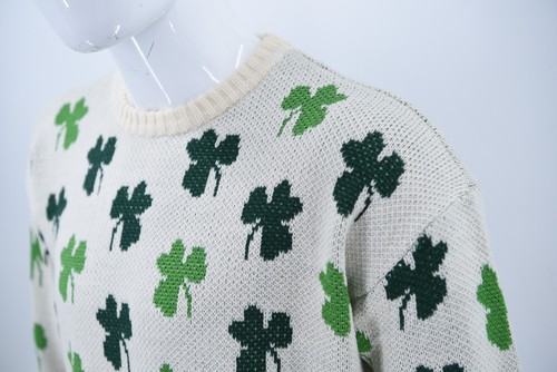 Irish Shamrock AOP St Patrick's Day Acryl Strick Unisex Pullover Größe Medium - Bild 13 von 16