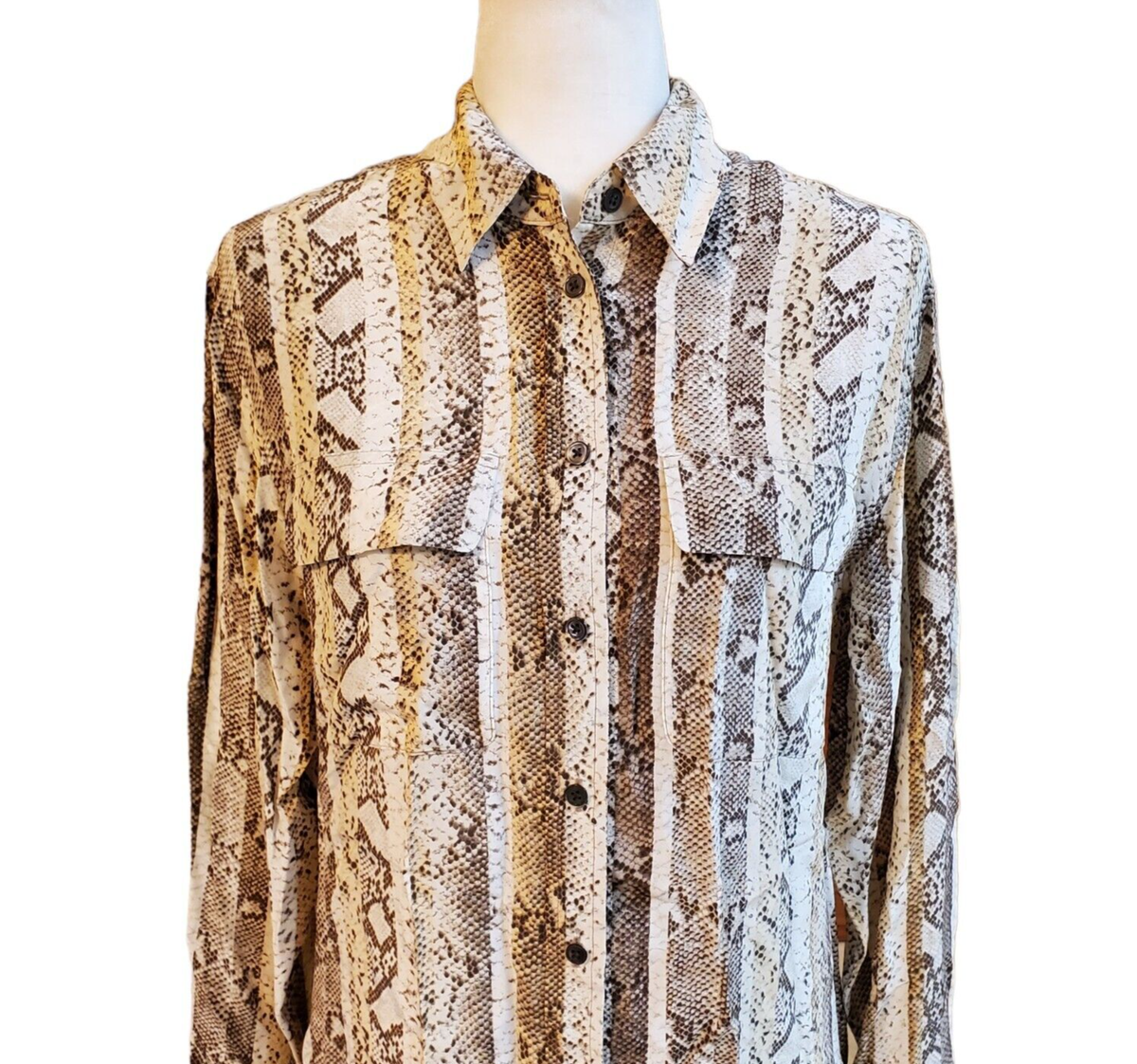 Equipment Femme 100% Silk Python Snake Animal Print Shirt Blouse