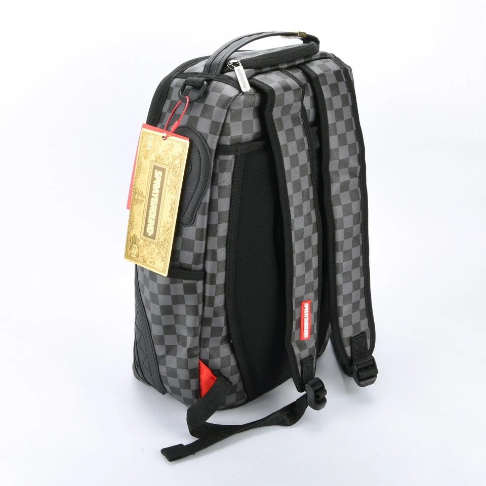 Mochila de cuero unisex a cuadros negra Sprayground Shark Henny Sharks in Paris Foto 4 de 4