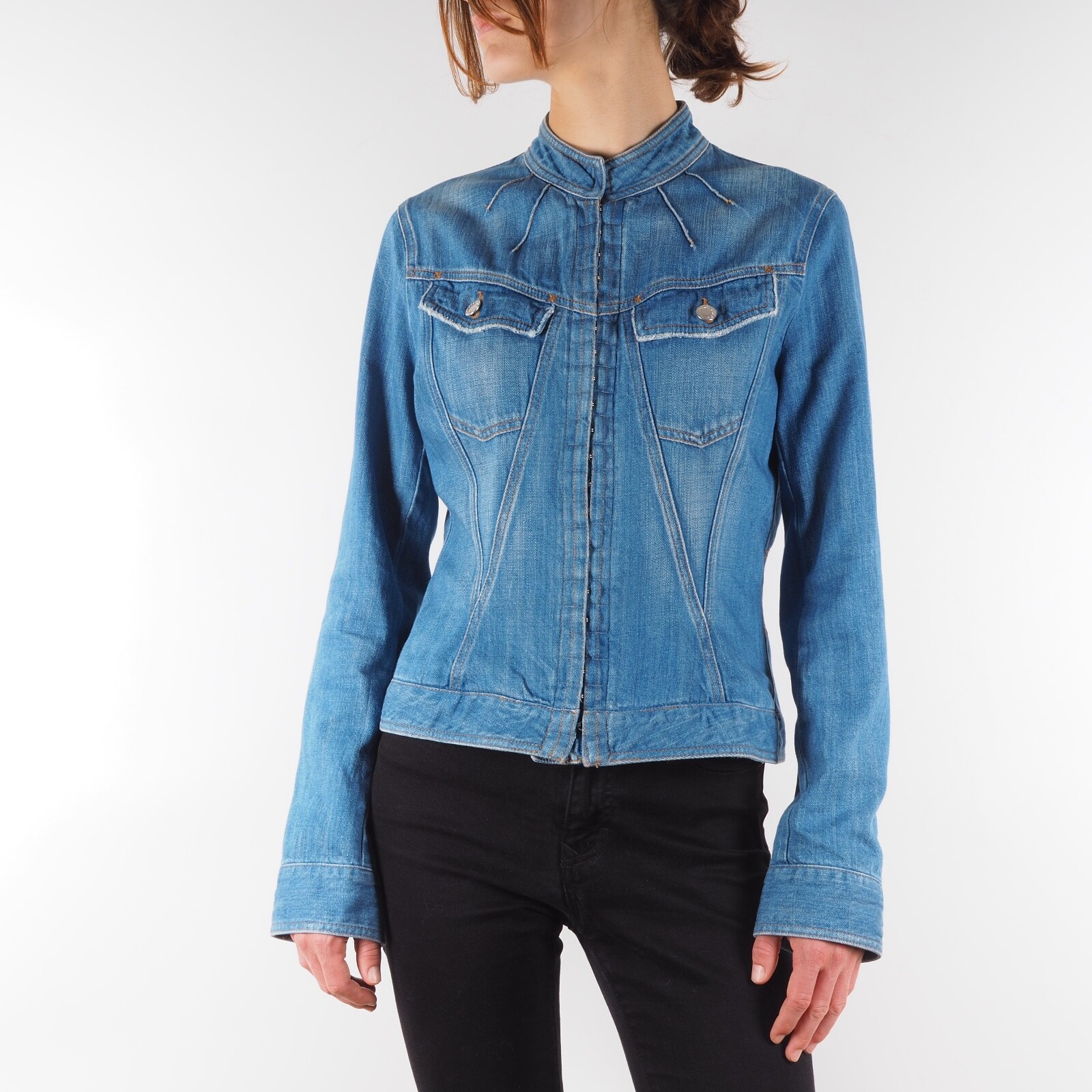 Dolce & Gabbana Vintage Women’s Blue Fitted Denim Hook & Eye Jacket IT 44 / US 8 image 2