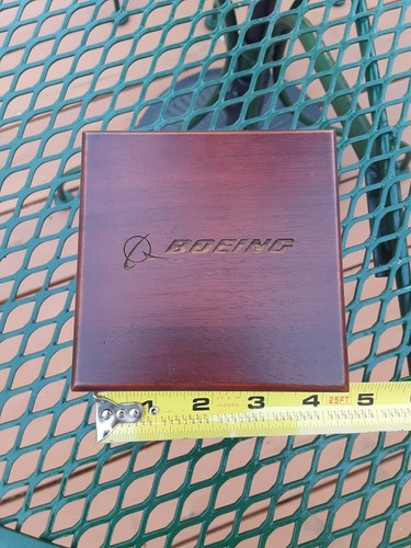 Boeing Display Wooden Box With Compass Used