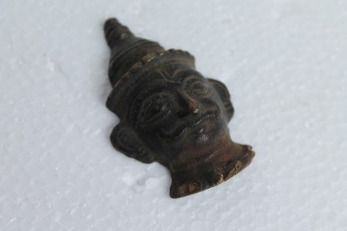 1900's India Antique Hand Crafted Engraved Brass God Shiva Head Bust Idol NH784 - Picture 2 of 12
