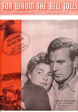 FOR WHOM THE BELL TOLLS Sheet Music Ingrid Bergman Gary Cooper Hemingway