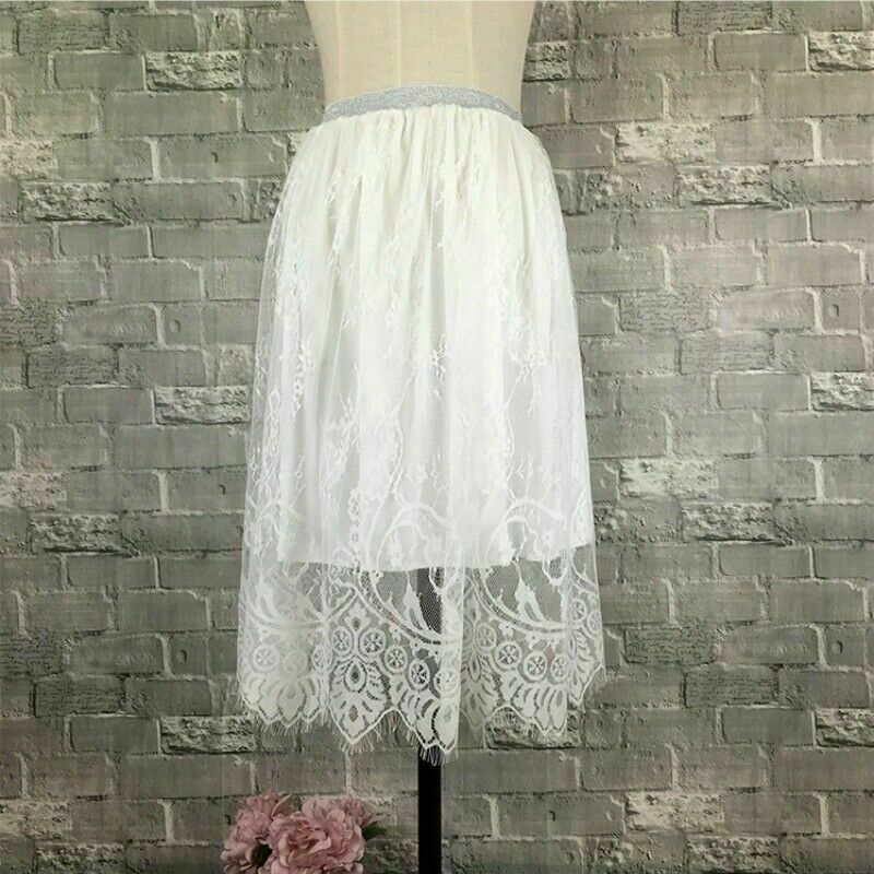 Jupe-robe Transparente Dentelle Avec Jupon – Blanc, Taille Unique, Pour Un Look Romantique