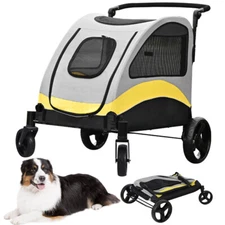 Heavy Duty Dog Stroller Large Pet Jogger Stroller For 2 Dogs Foldable 4 Wheel