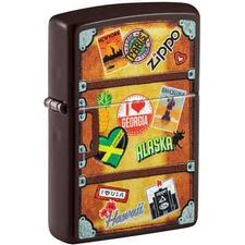 Zippo Pocket Lighter Suitcase Design Brown Matte Metal 49180-094375