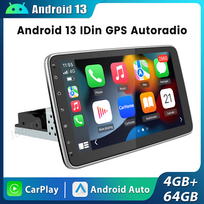 Carplay 10''Android 14 Autoradio GPS Navi Wifi 4+64G 1DIN 360° Drehbar Bildschirm