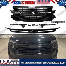 Fit 2021-2024 Chevy Tahoesuburban Front Upper Grille Bumper Grill Gloss Black