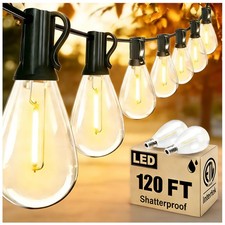 120FT Outdoor String Lights, Ultra Long Waterproof 30 2 Shatterproof Bulbs Le...
