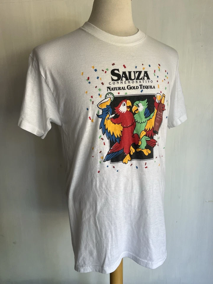 Camiseta SAUZA CONMEMORATIVA ORO NATURAL TEQUILA Oficial Vintage Años 80 Talla M/L Foto 2 de 4