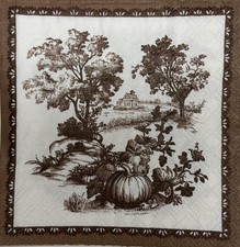 two Individual Fall Pumpkin beverage paper napkins decoupage Autumn Trees House