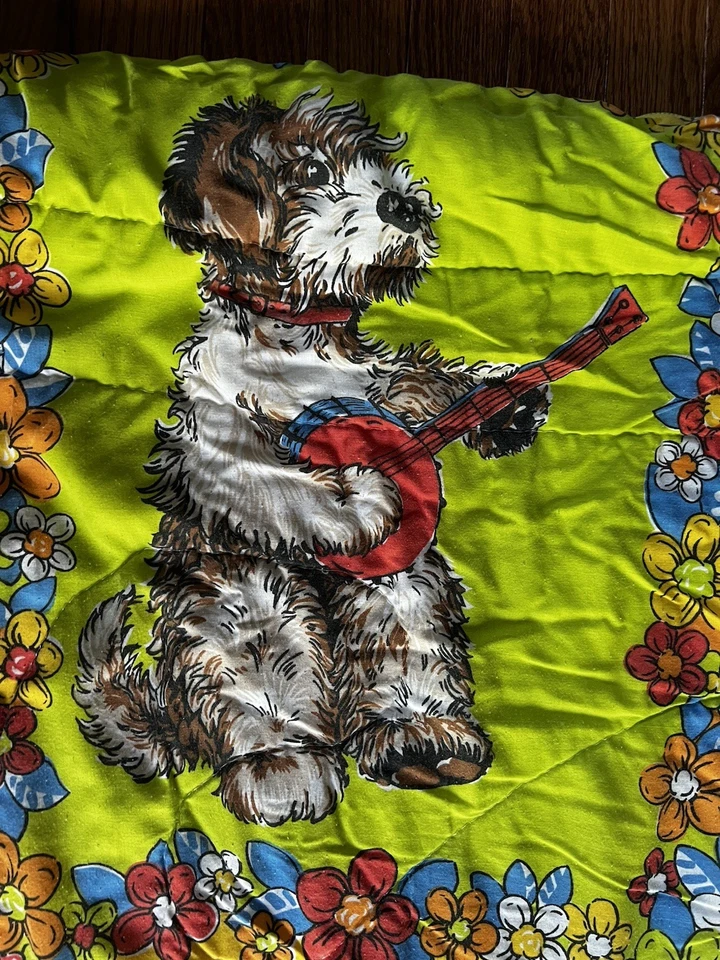 Винтажный спальный мешок 60-х Groovy Wild Animals сафари зоопарк собака кошка обезьяна жираф - Изображение 3 из 4