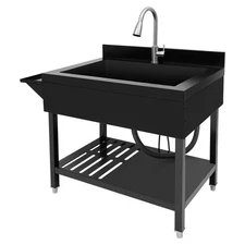 Single Bowl Kitchen Sink Stainless Steel Sink Kitchen Sink with Pull-Out Faucet
