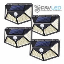 4 Pack 100 LED Solar Wall Lights PIR Motion Sensor Outdoor Garden Security Lamps