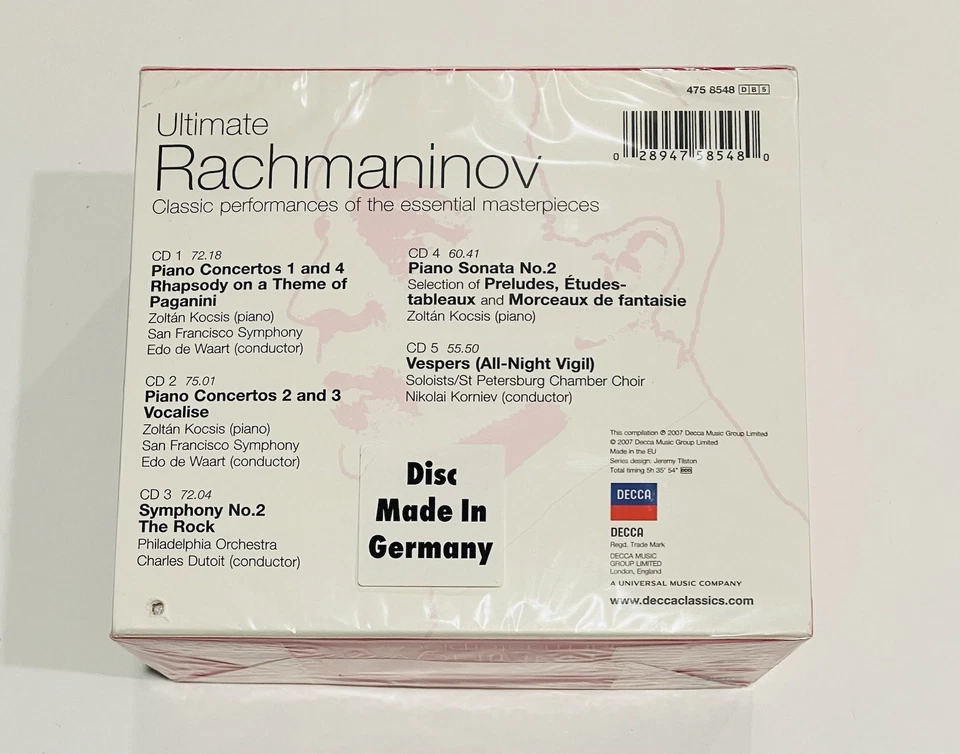 Ultimate Rachmaninov: The Essential Masterpieces CD, 2007, 5 Discs, Decca UK NEW - Image 2 of 4