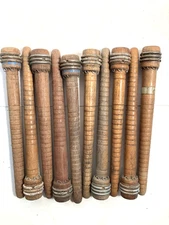 Wood Bobbins Spools Wooden Industrial Style, 8" Wood Quills with STAPLES, Lot-10