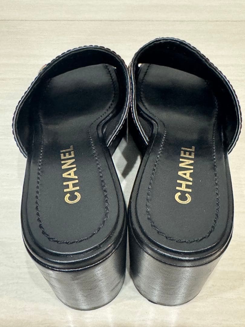 Chanel Mule Sandals Black With Coco Mark Size 38 US About8 For Women thumbnail 16