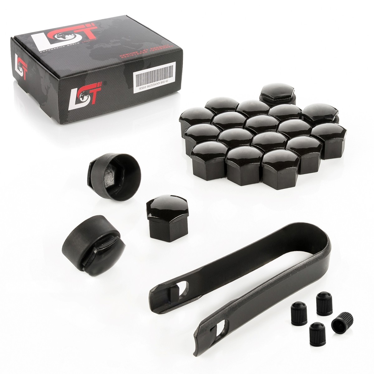 20x Rims Wheel Bolt Caps 0 21/32in Black Shiny Theft Protection for Jaguar
