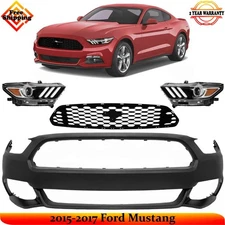 Front Bumper Cover Paintable & Grille Assembly Kit For 2015-2017 Ford Mustang