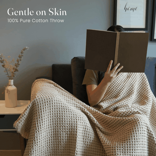 The Fine Living Co. 100% Cotton Waffle Weave Throw Blanket Lightweight Soft - 第 2/7 張圖片