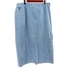 Vintage 90s Disney Store Denim Mickey Mouse Embroidered 100 Cotton Maxi Skirt