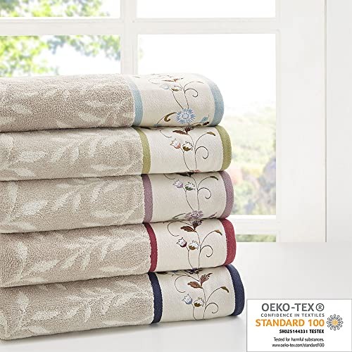 Madison Park Serene 100 % Baumwolle Badetuch Set luxuriös mit Blumen bestickt - Bild 6 von 12