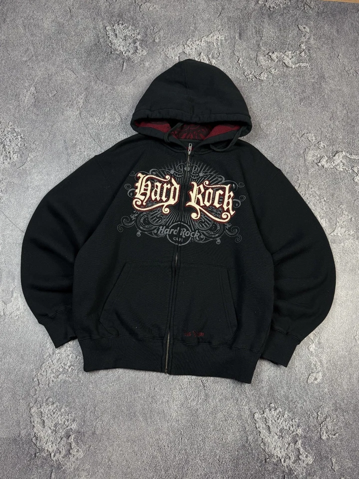Y2K Hard Rock Café Deletrear Negro Gótico Alt Cremallera Deletrear Logo De Colección Talla S Foto 2 de 4