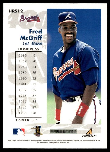 1997 Score Hobby Reserve Fred McGriff Atlanta Braves #HR512 - Picture 2 of 2