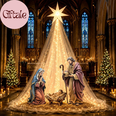 6 Piece Christmas Nativity Scene Outdoor Yard Decor with Lights
