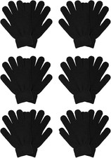 6 Pairs Winter Magic Gloves for Women Men Knit Black Gloves Cold Weather Thermal