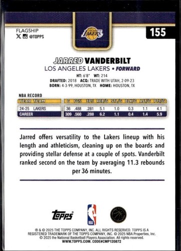 2024-25 Topps Flagship Basketball Tip Off #155 Jarred Vanderbilt - Bild 2 von 2
