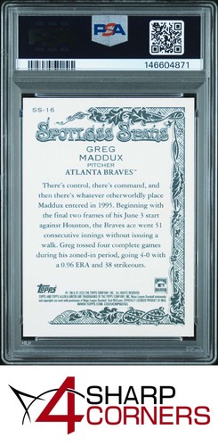 2023 TOPPS ALLEN & GINTER SPOTLESS SPANS #SS16 GREG MADDUX HOF POP 1 PSA 9 - 第 2/3 張圖片