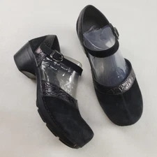 Dansko Sally Mary Jane Clog Womens 9.5-10 EU 40 Black Suede Comfort Casual Shoe
