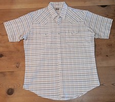 Vtg Ely Cattleman Men XL Wrinkle Resistant Pearl Snap Shirt Cream Check Western
