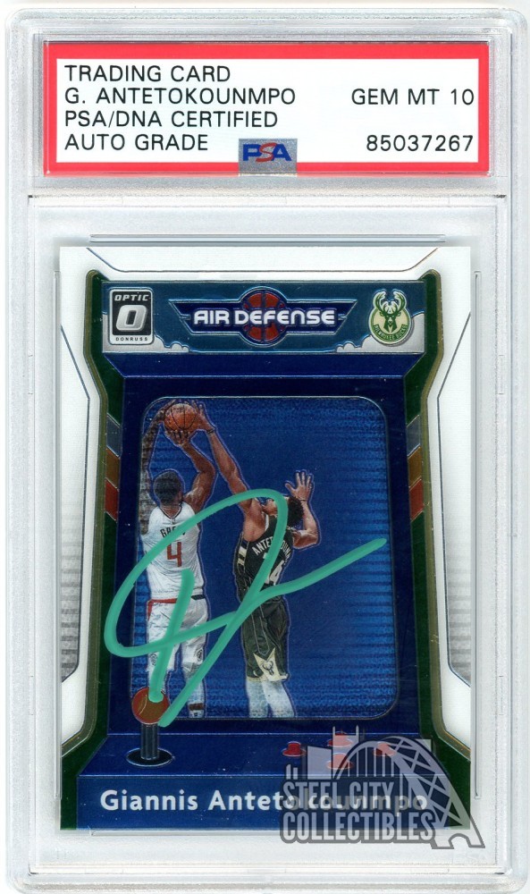 Giannis Antetokounmpo 2020-21 Panini Donruss Optic Auto #1 PSA/DNA 10 (Green)