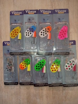 Blue Fox Vibrax Inline Spinner #5 Lot Of 9 Different