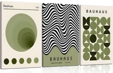 3Pcs Bauhaus Mid Century Modern Canvas Wall Art Bauhaus 1923 Posters Pictures...