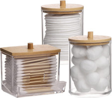 Qtips Holder Bathroom Container, 10/7 OZ Cotton Ball/Swabs Dispenser, Apothecary
