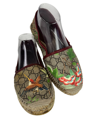 Gucci Auth Wome Auth GG Supreme Tian Espadrilles 9.5 US 39.5 EU Red Trim Shoes