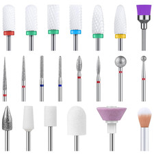 21Pcs Nail Drill Bit Set, Professional 3/32'' Ceramic Diamond Carbide Acrylic Ge