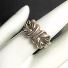 B0979 Vintage Sterling Silver Love Knot Ring sz 7.5 Wide Sculptural 7.1gram